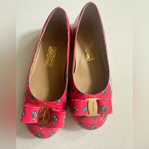 Salvatore Ferragamo Pink Flats with Bow Detail